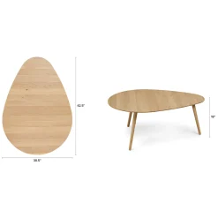Amoeba 42.5" Coffee Table - White Oak