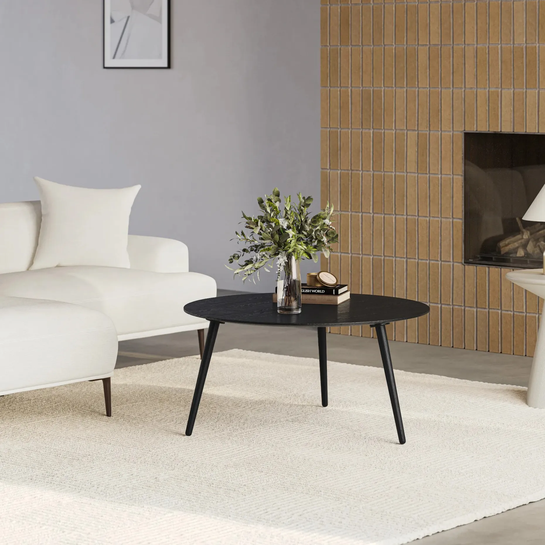 Amoeba 35.5" Round Coffee Table - Black
