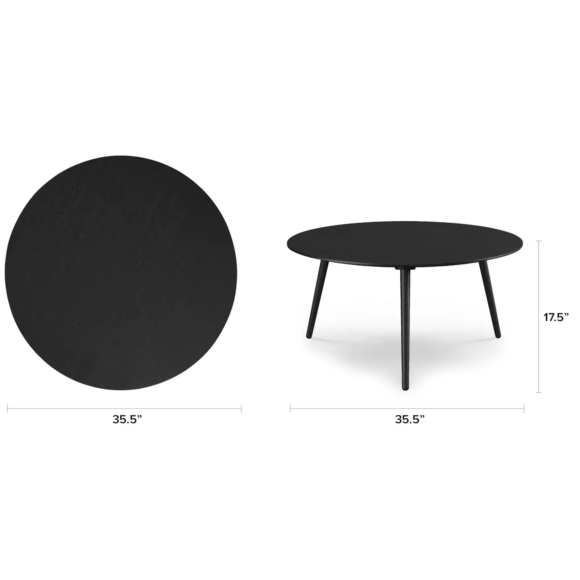 Amoeba 35.5" Round Coffee Table - Black