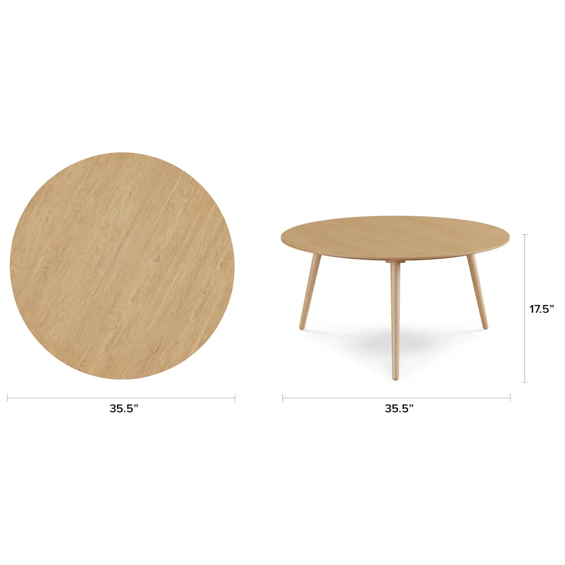 Amoeba 35.5" Round Coffee Table - White Oak