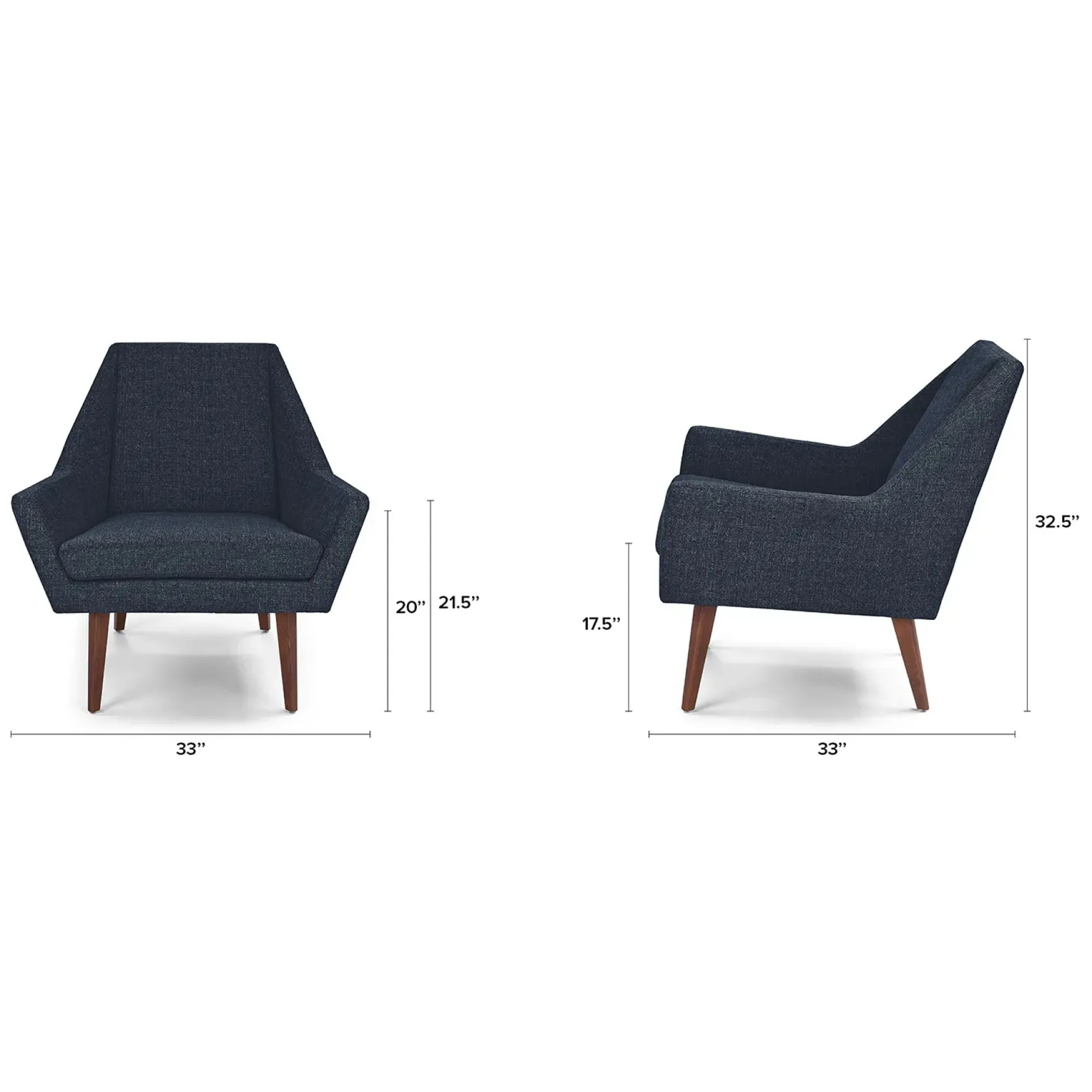 Angle 33" Lounge Chair - Denim Blue