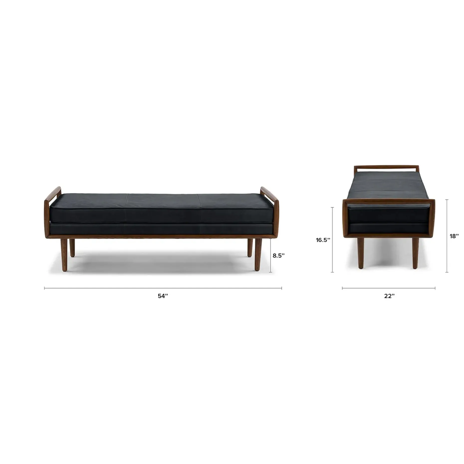 Ansa 54" Leather Bench - Charme Black