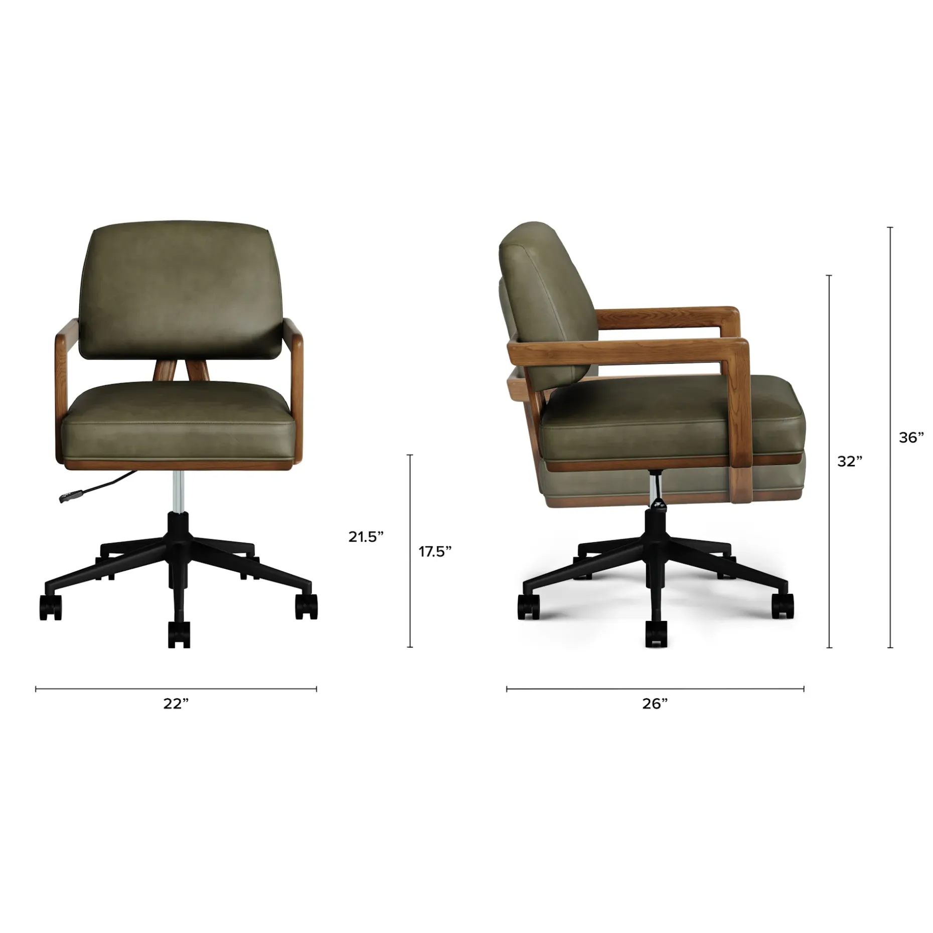 Aquila Leather Office Chair - Charme Green