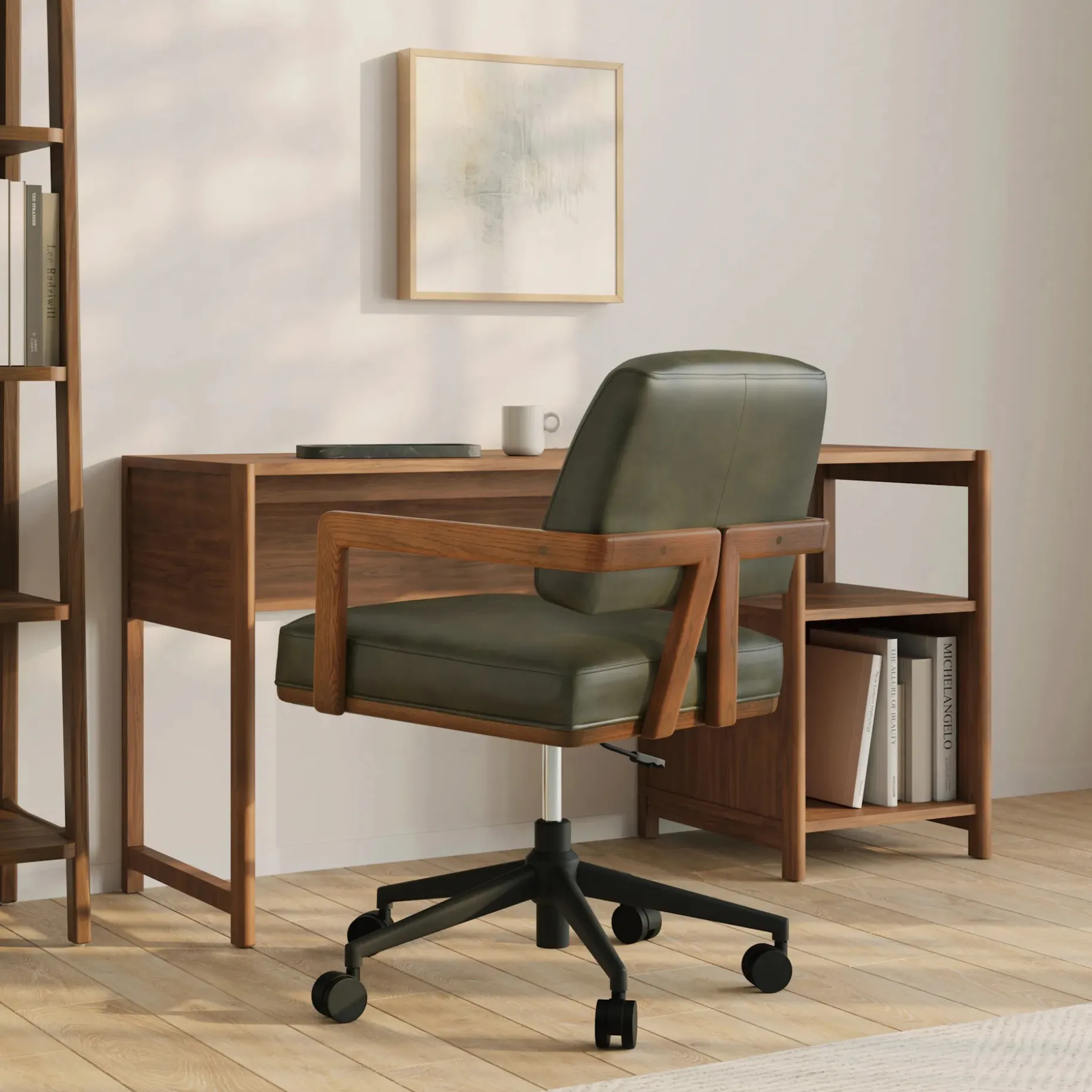 Aquila Leather Office Chair - Charme Green