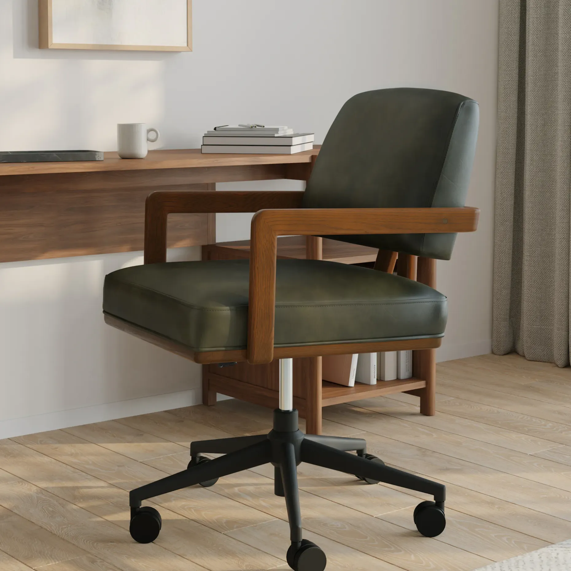 Aquila Leather Office Chair - Charme Green