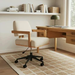 Aquila Office Chair - Ivory Wool Bouclé