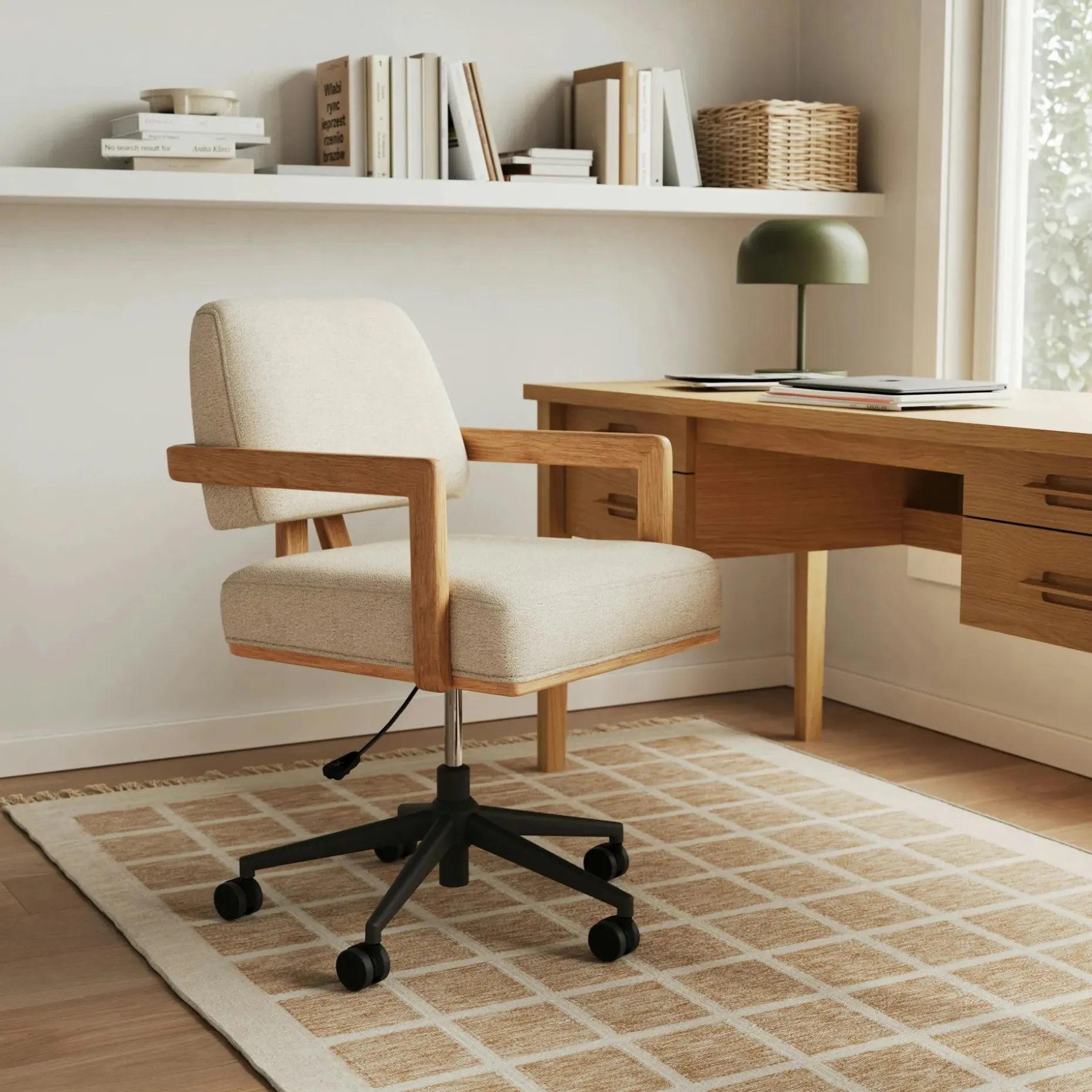 Aquila Office Chair - Ivory Wool Bouclé