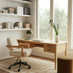 Aquila Office Chair - Ivory Wool Bouclé