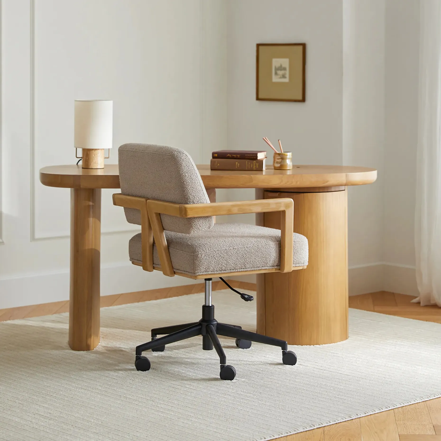 Aquila Office Chair - Sandstone Wool Bouclé