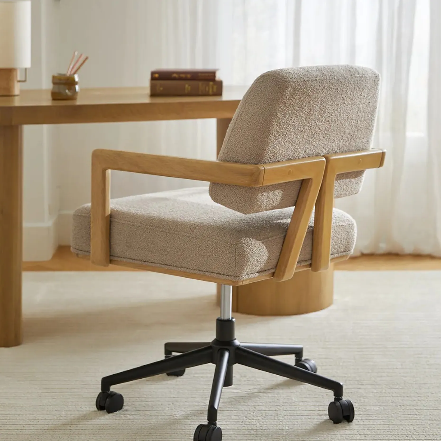 Aquila Office Chair - Sandstone Wool Bouclé
