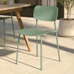 Ari Outdoor Stackable Dining Chair - Khaki Green