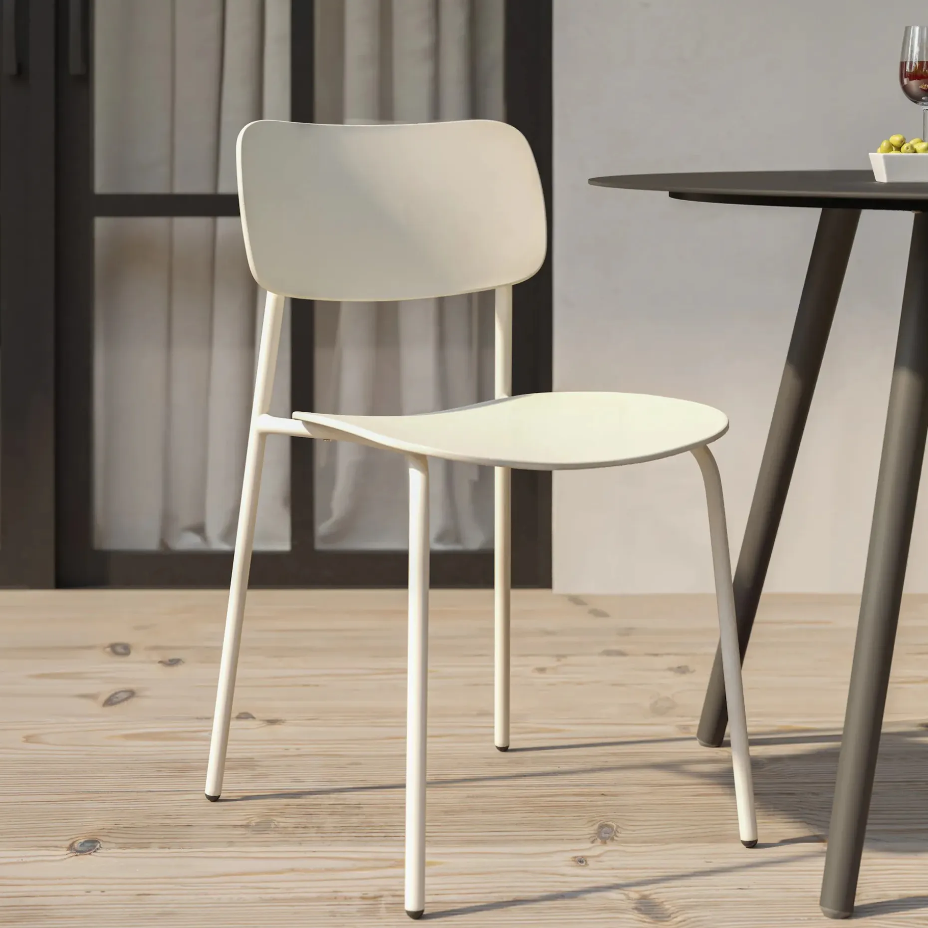 Ari Outdoor Stackable Dining Chair - Taupe