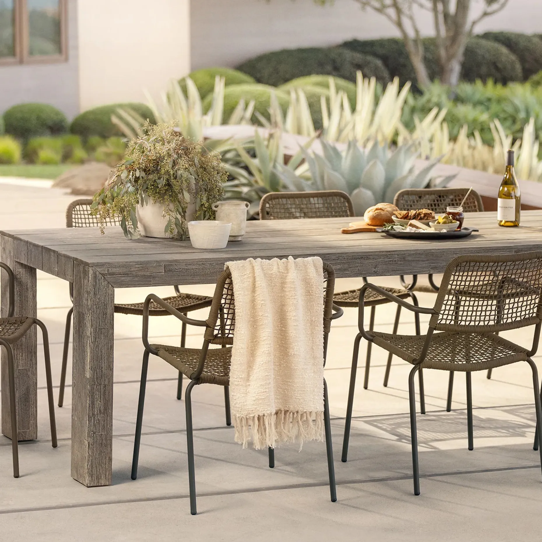 Atica 98" Outdoor Dining Table - Washed Acacia
