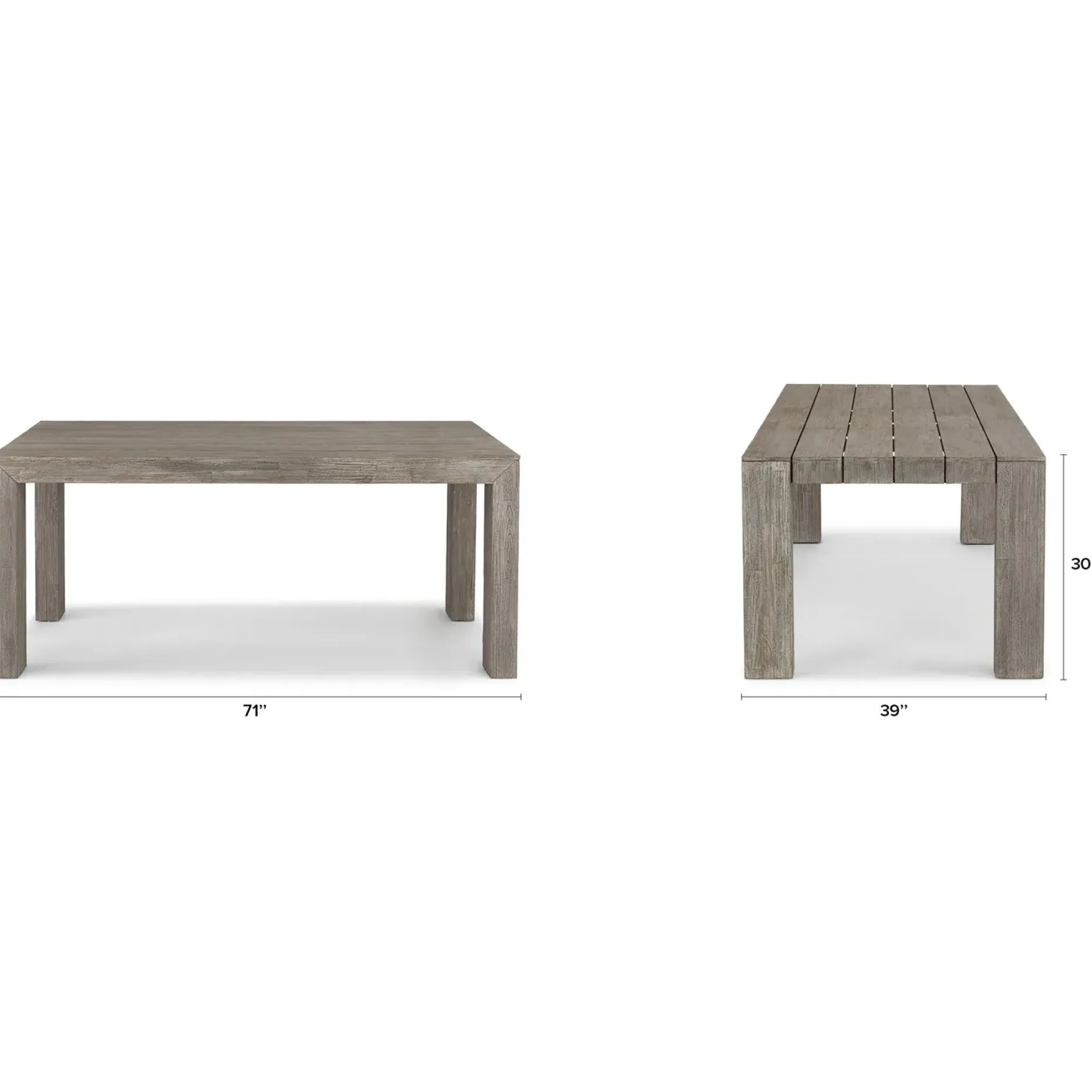 Atica 71" Outdoor Dining Table - Washed Acacia