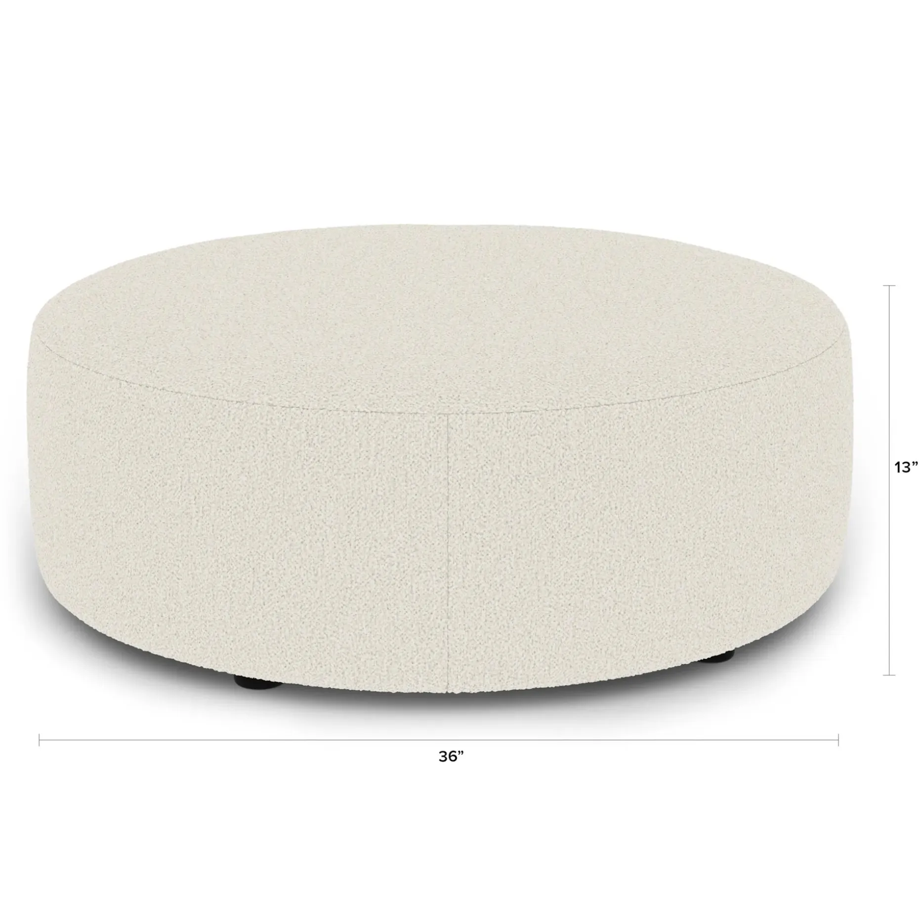Avery 36" Ottoman - Ivory Wool Bouclé