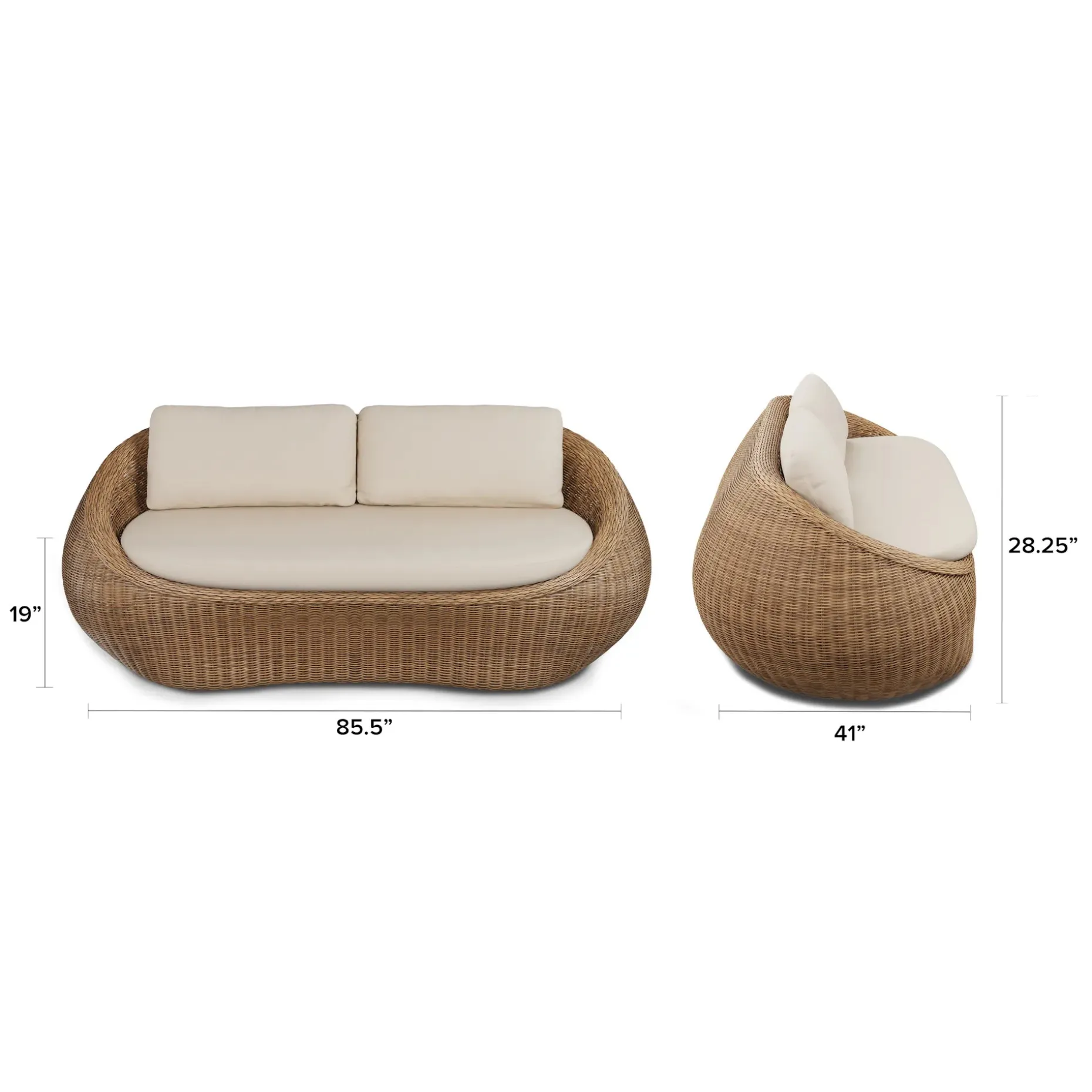 Avila 85.5" Outdoor Sofa - Dravite Ivory