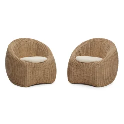 Avila Outdoor Swivel Chair Set - Dravite Ivory