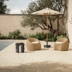 Avila Outdoor Swivel Chair Set - Dravite Ivory