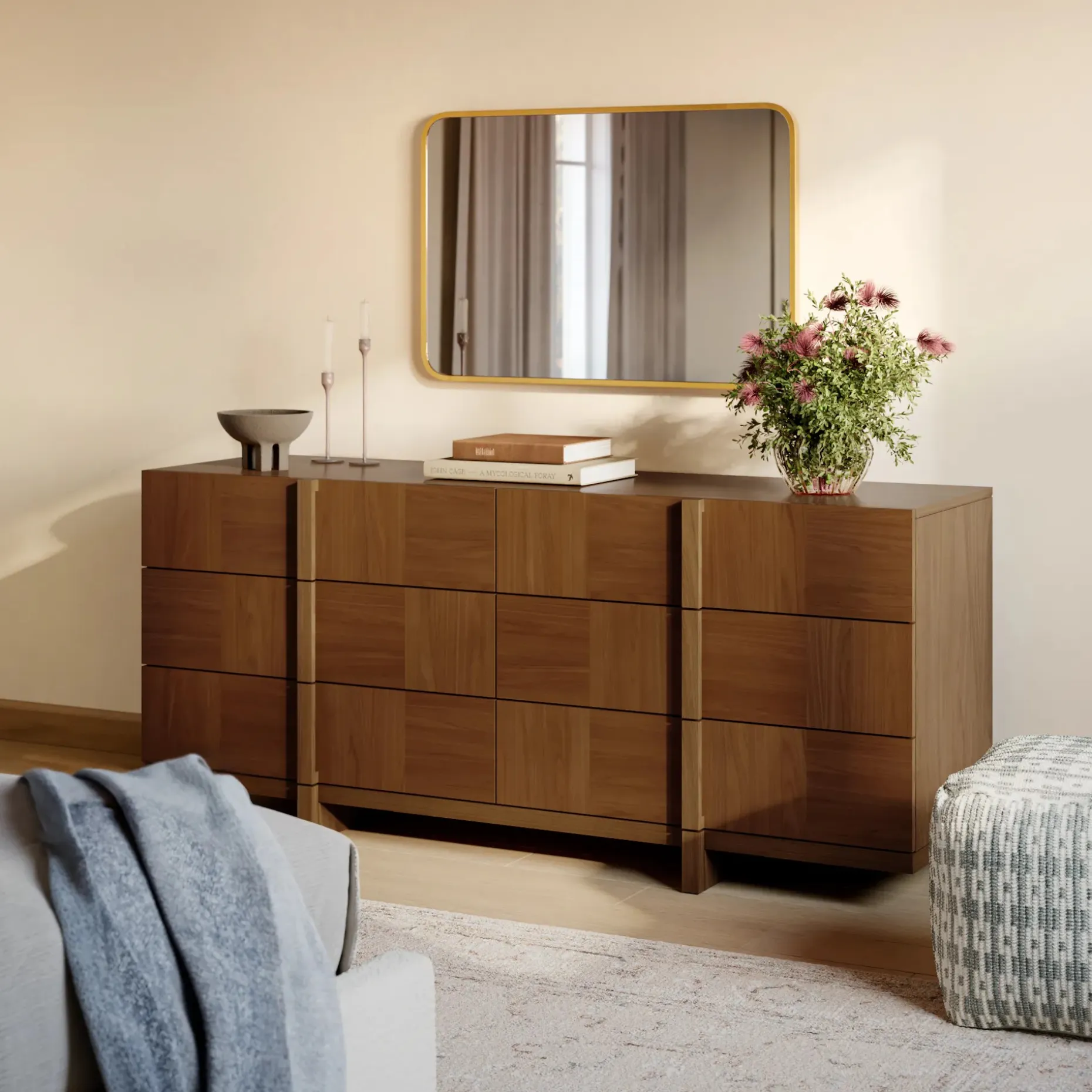 Ayra 6-Drawer Double Dresser - Walnut