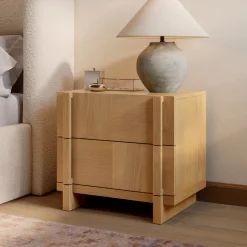 Ayra 2-Drawer Nightstand - Natural Oak