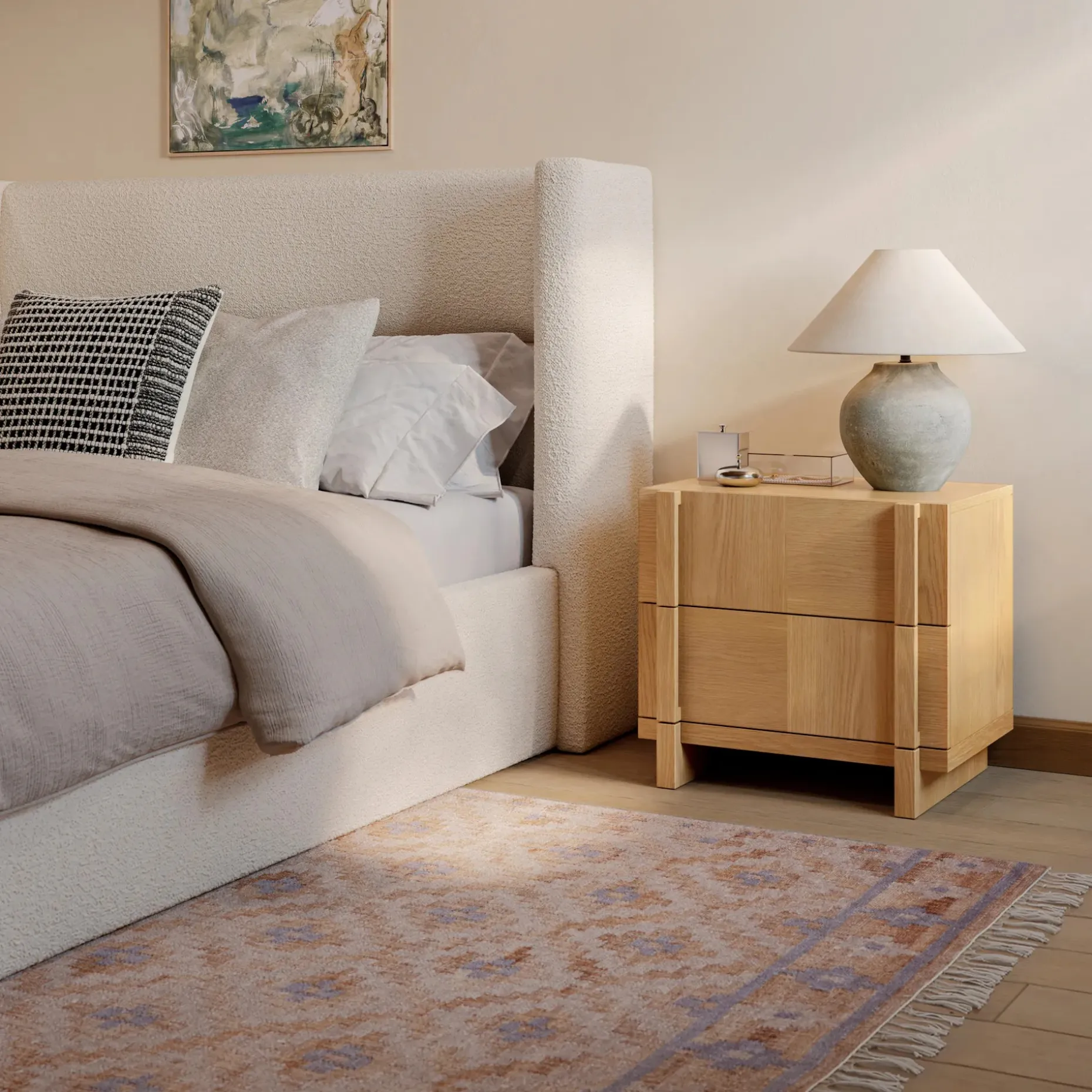 Ayra 2-Drawer Nightstand - Natural Oak