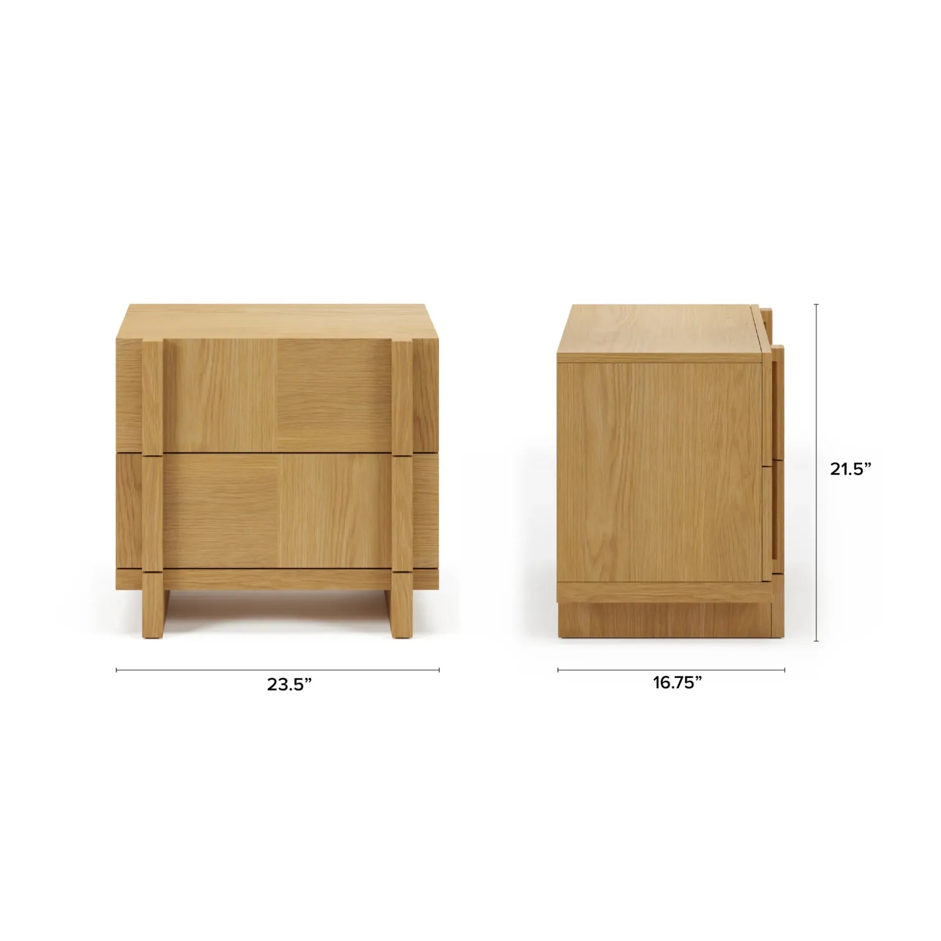 Ayra 2-Drawer Nightstand - Natural Oak