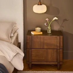 Ayra 2-Drawer Nightstand - Walnut