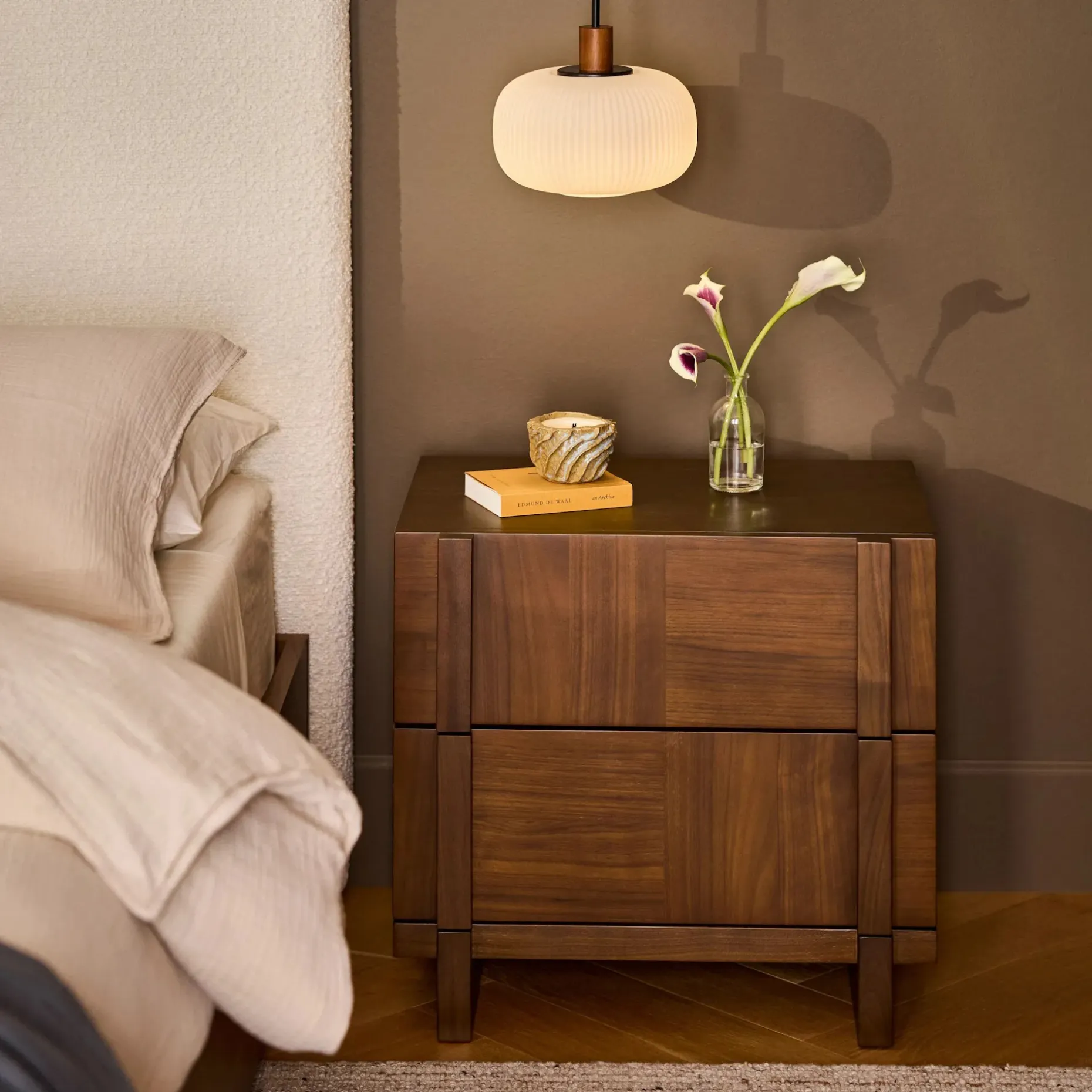 Ayra 2-Drawer Nightstand - Walnut