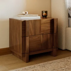 Ayra 2-Drawer Nightstand - Walnut
