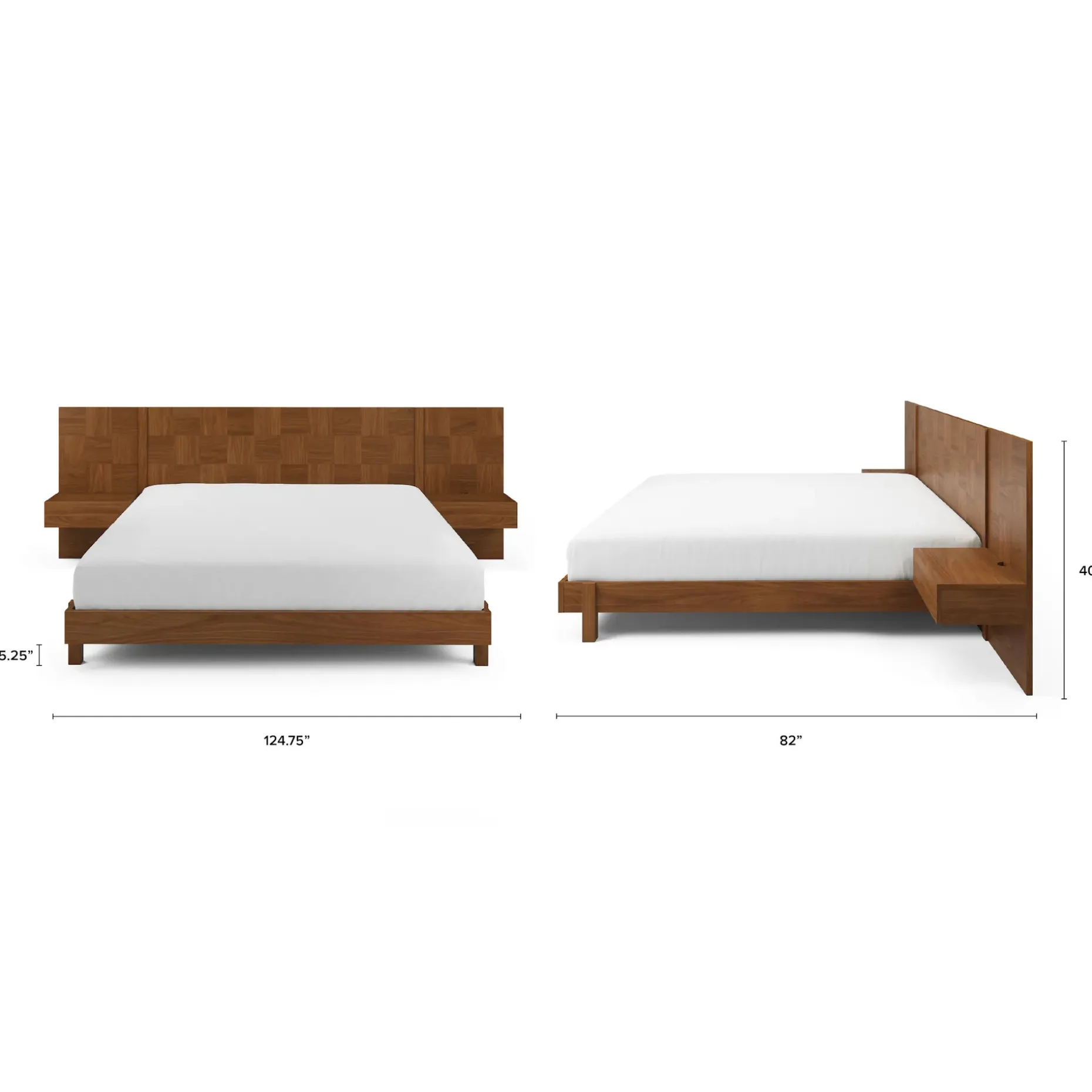 Ayra King Bed and Nightstand Set - Walnut