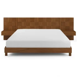 Ayra King Bed and Nightstand Set - Walnut