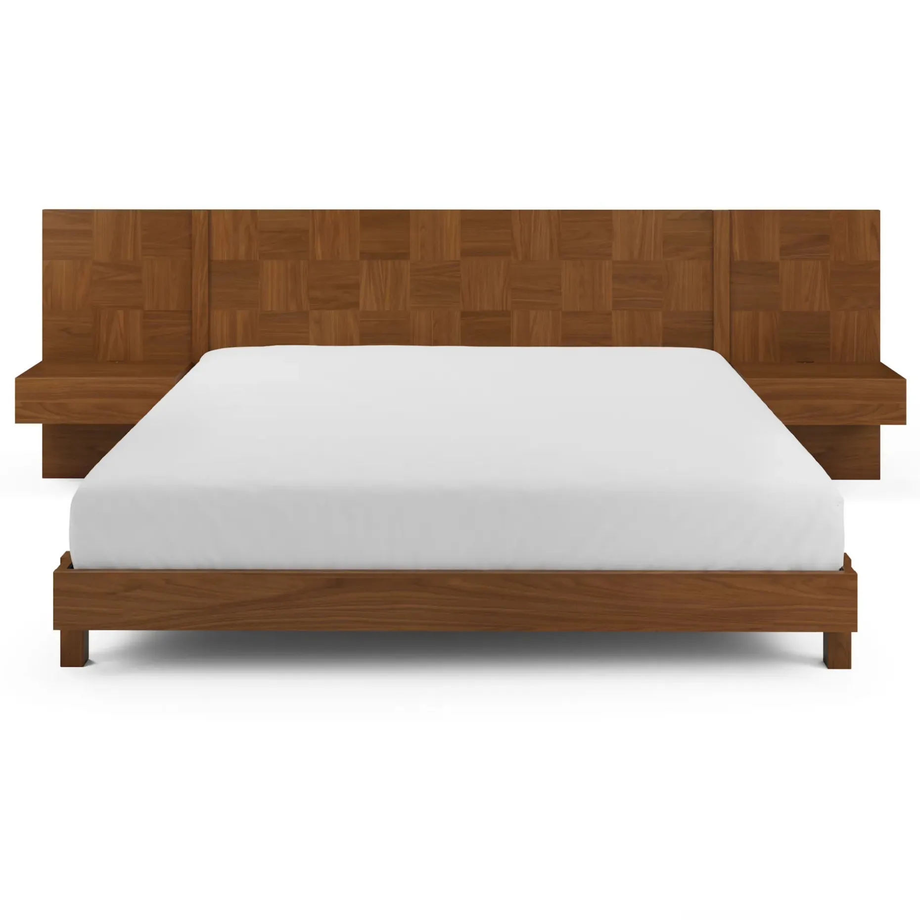 Ayra King Bed and Nightstand Set - Walnut