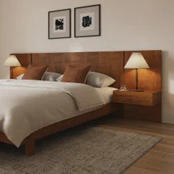 Ayra King Bed and Nightstand Set - Walnut