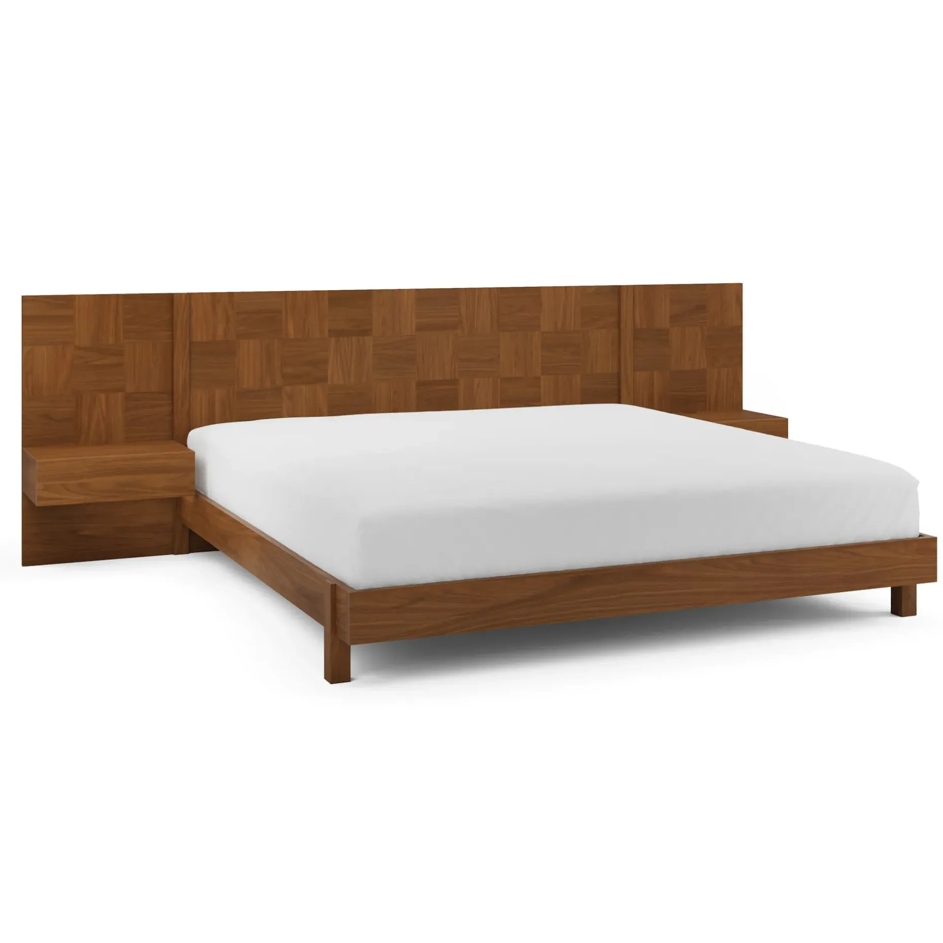 Ayra King Bed and Nightstand Set - Walnut