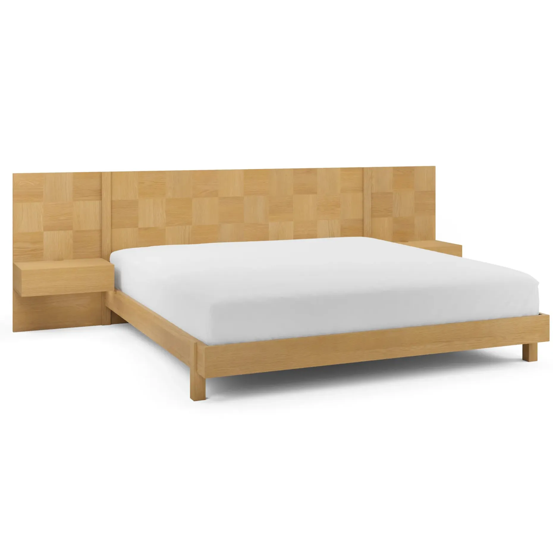 Ayra King Bed and Nightstand Set - Natural Oak