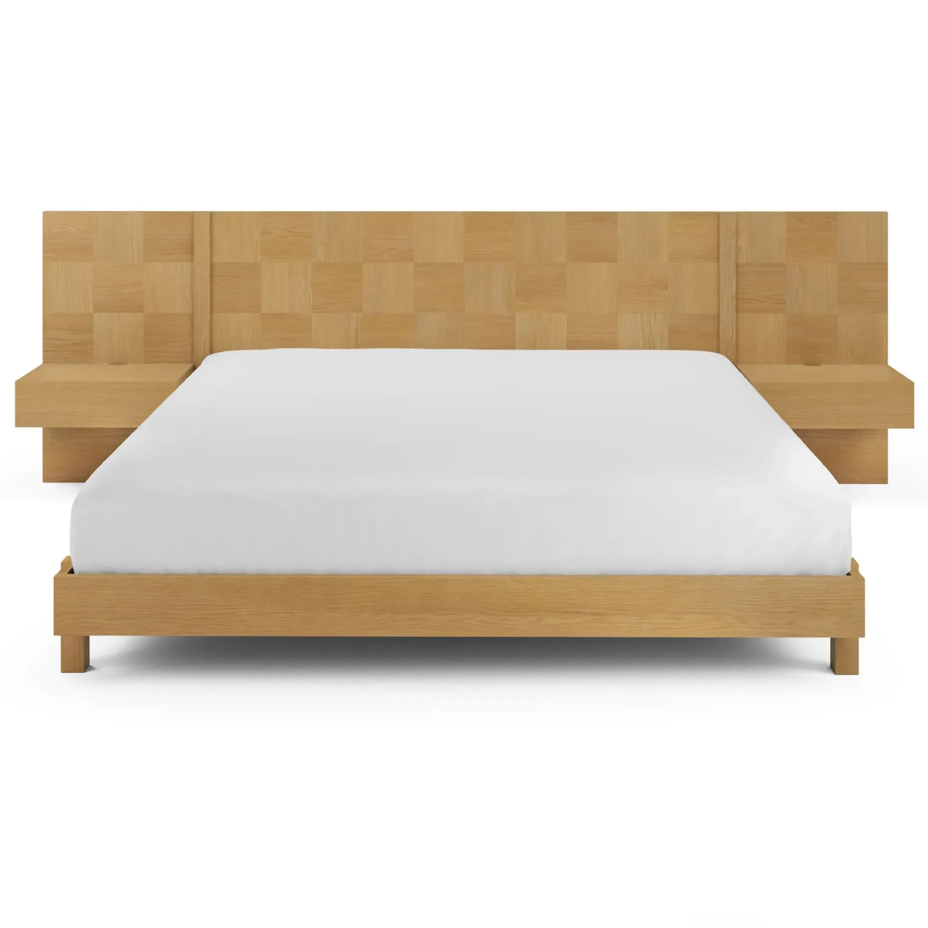 Ayra King Bed and Nightstand Set - Natural Oak