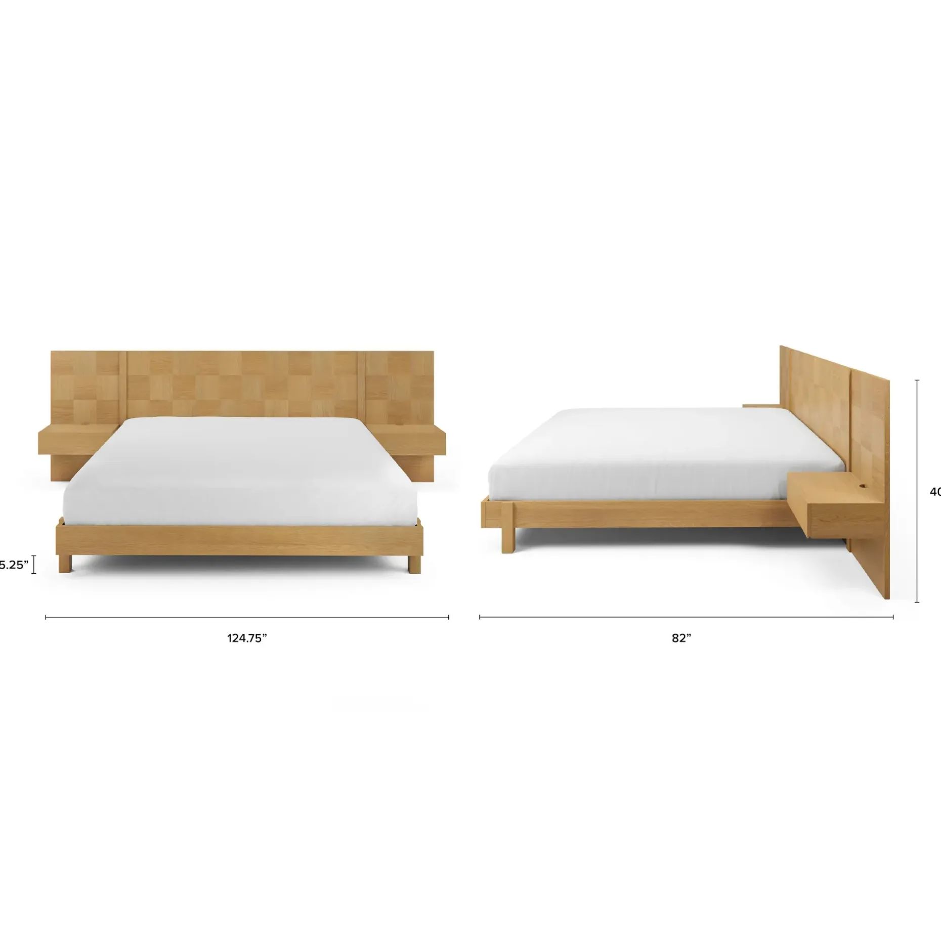 Ayra King Bed and Nightstand Set - Natural Oak
