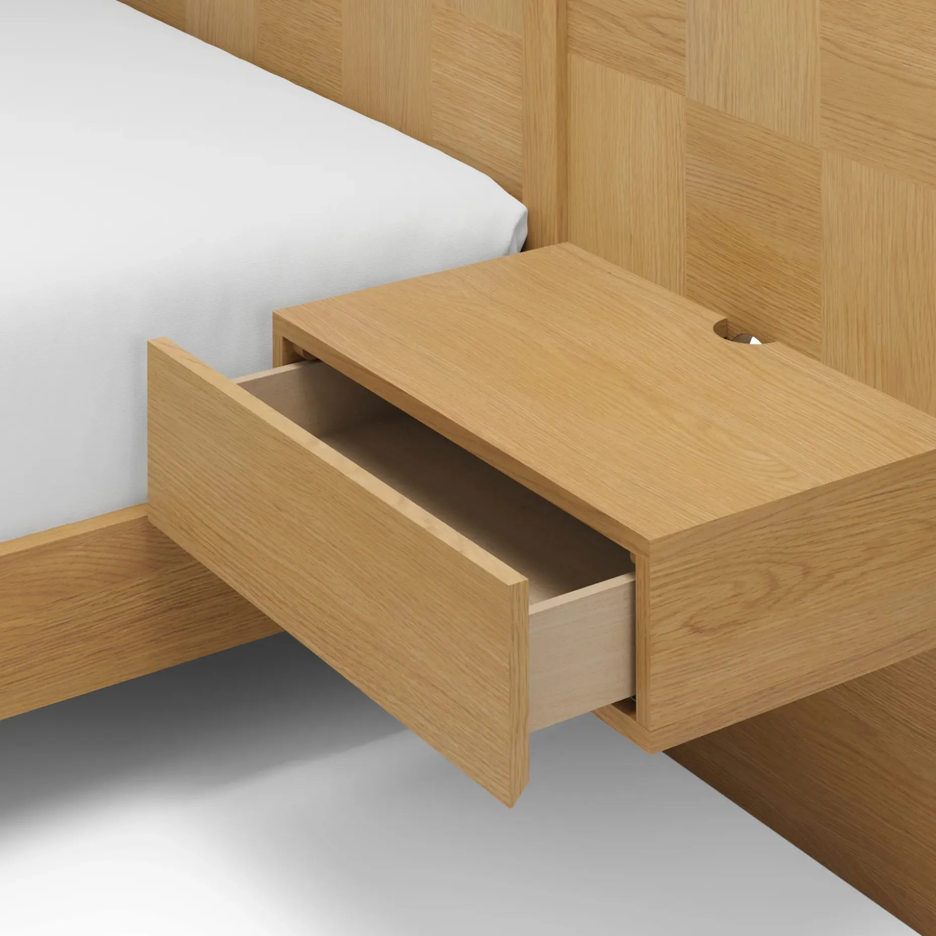 Ayra King Bed and Nightstand Set - Natural Oak
