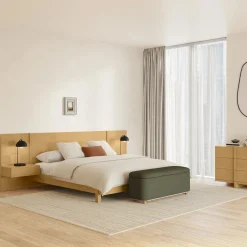 Ayra King Bed and Nightstand Set - Natural Oak