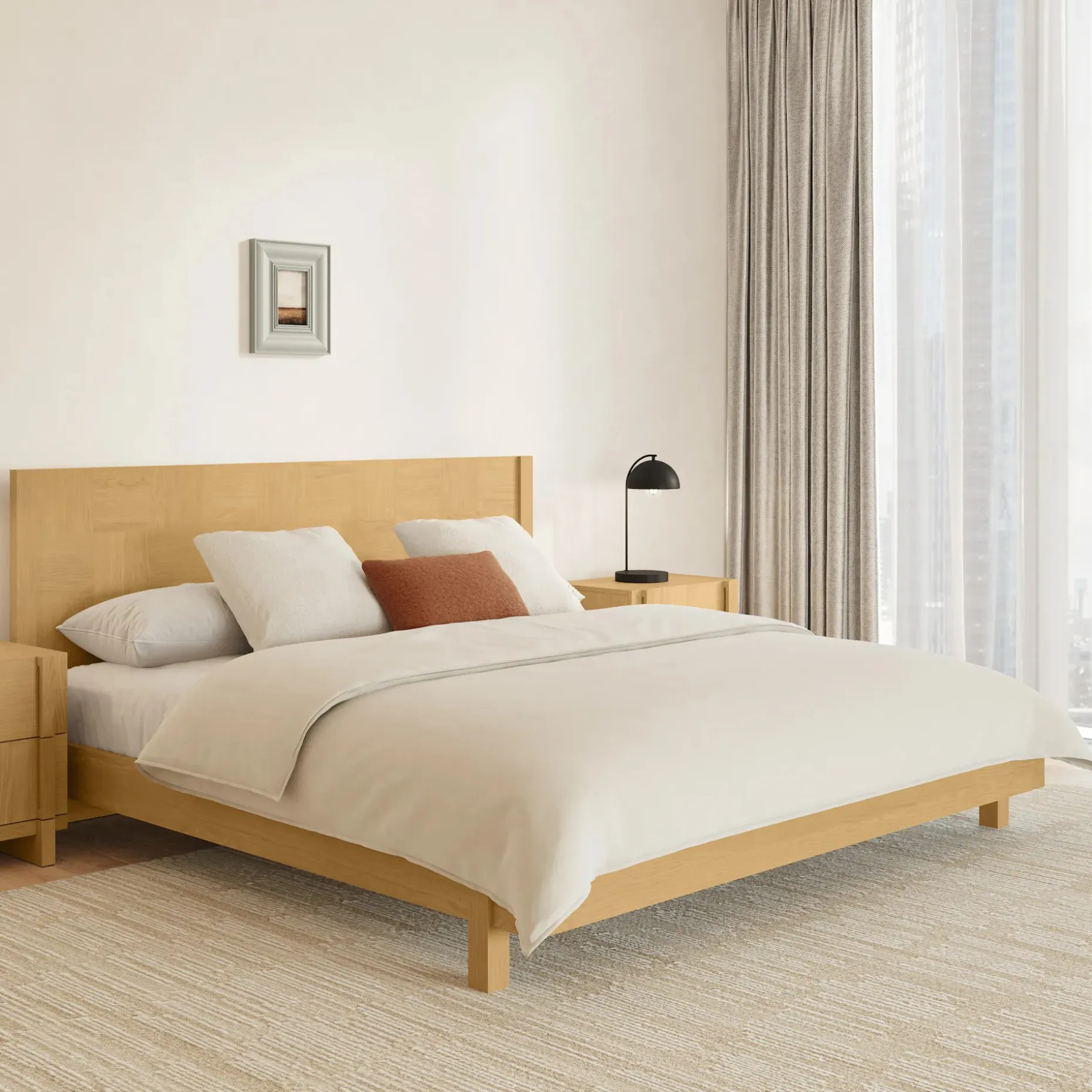 Ayra King Bed - Natural Oak
