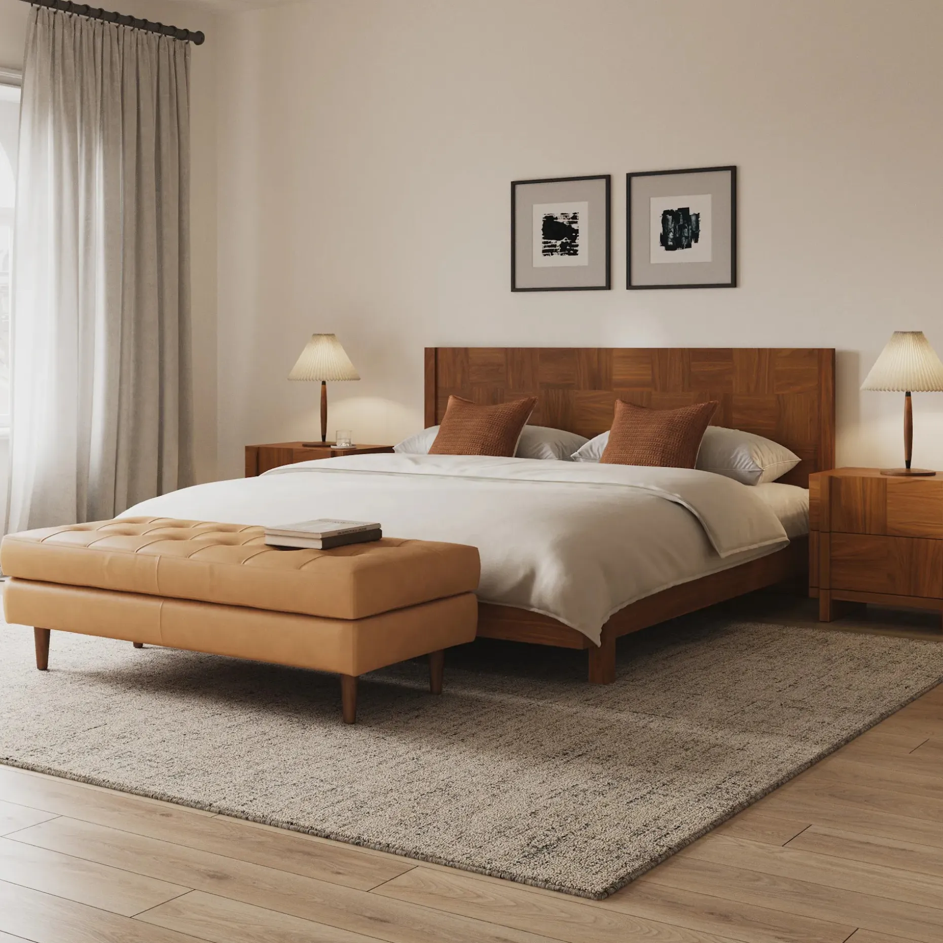 Ayra King Bed - Walnut