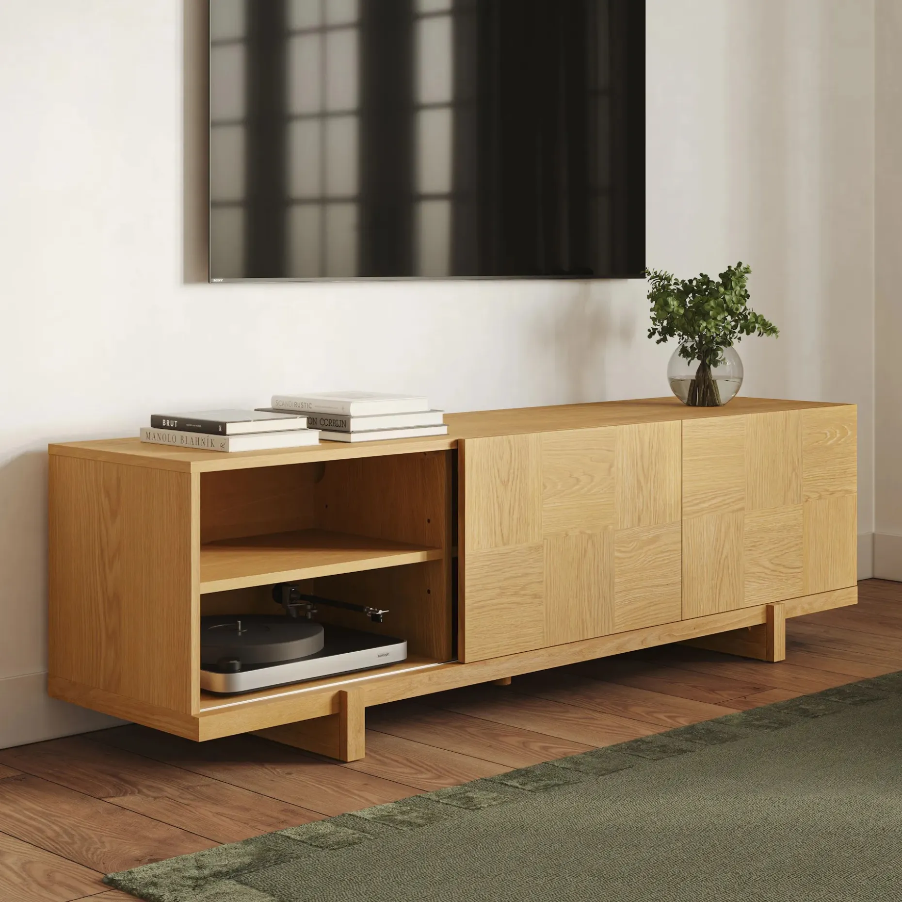 Ayra 70" Media Unit - Natural Oak