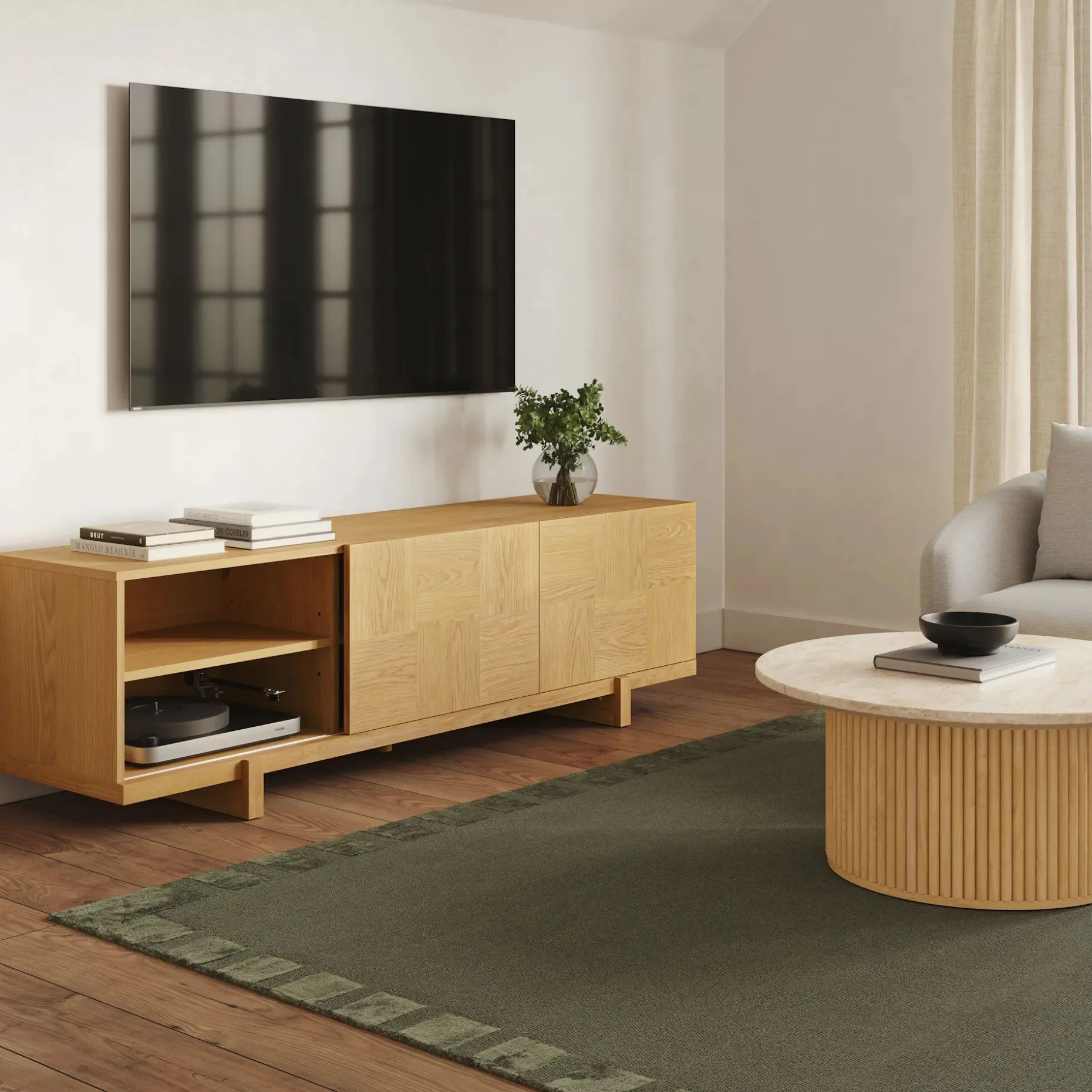 Ayra 70" Media Unit - Natural Oak