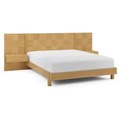 Ayra Queen Bed and Nightstand Set - Natural Oak