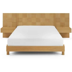 Ayra Queen Bed and Nightstand Set - Natural Oak