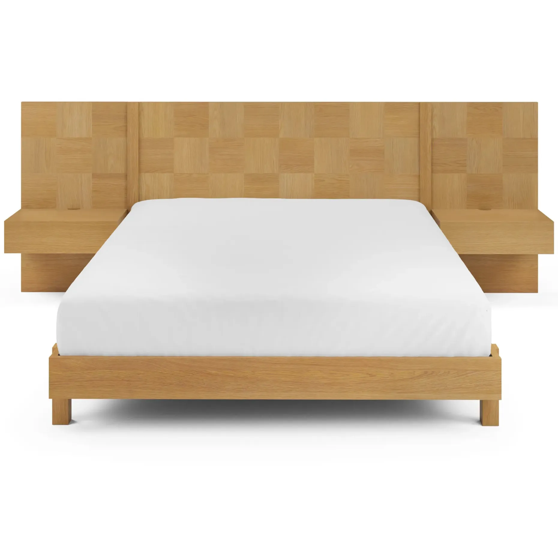 Ayra Queen Bed and Nightstand Set - Natural Oak