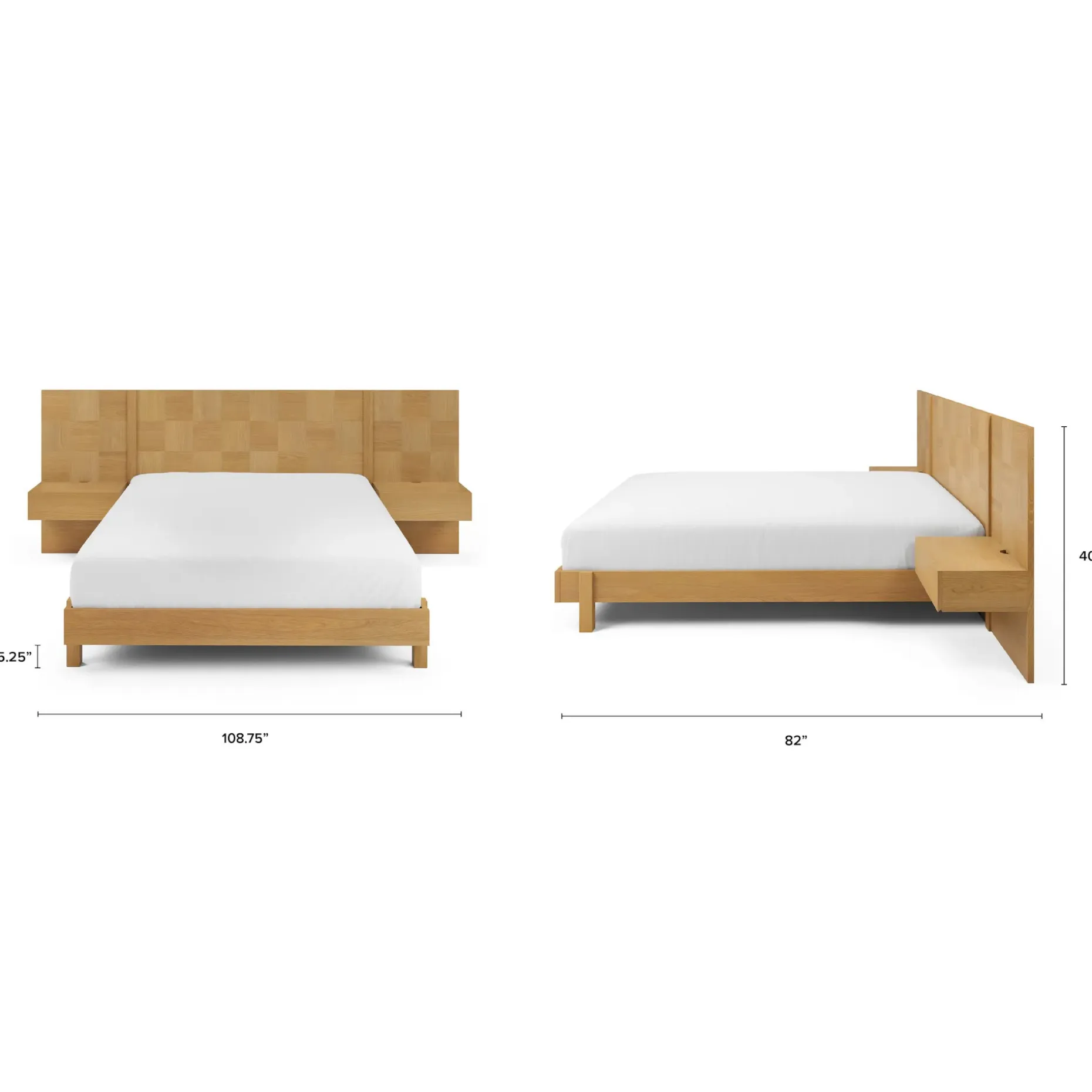 Ayra Queen Bed and Nightstand Set - Natural Oak