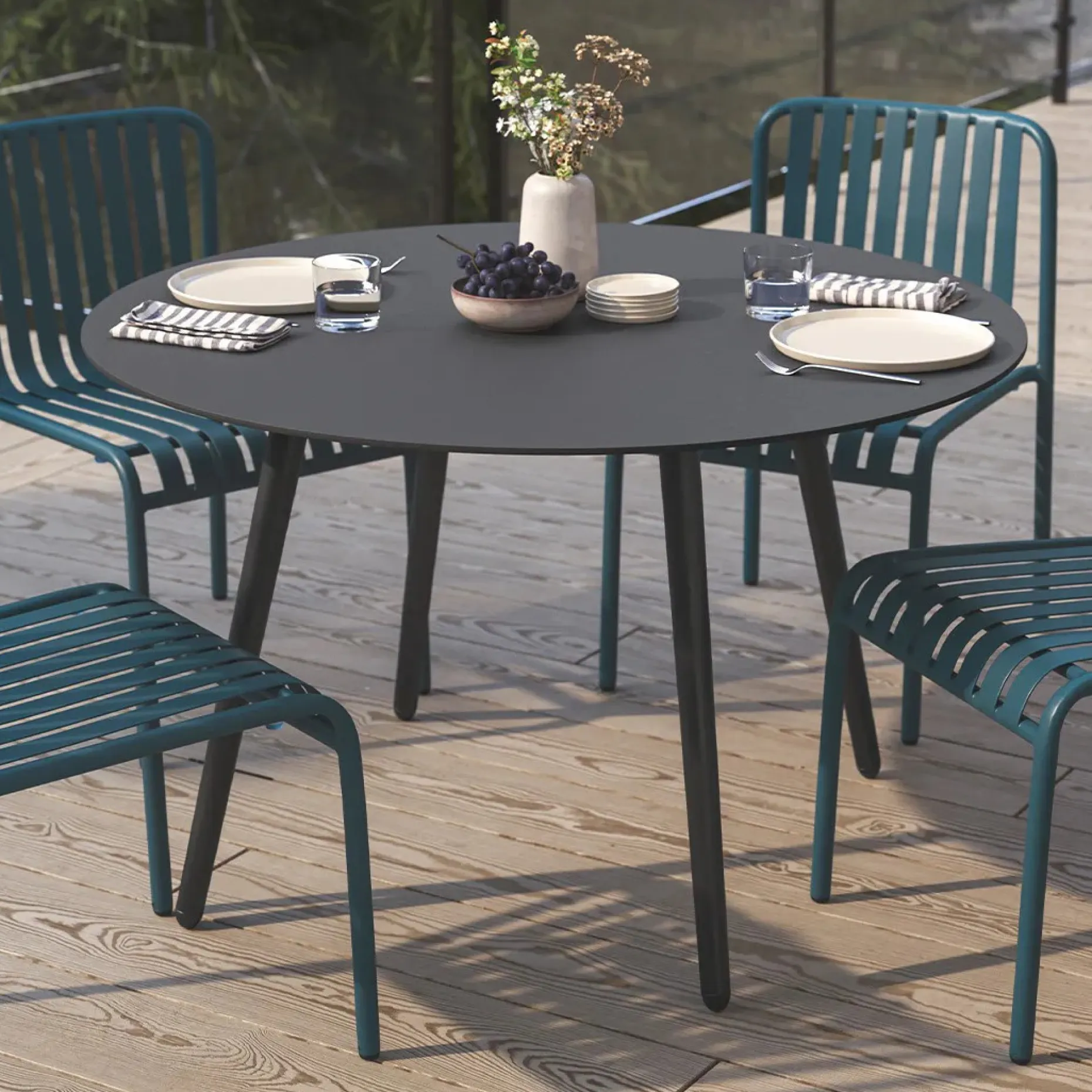 Ballo 47" Outdoor Dining Table - Black