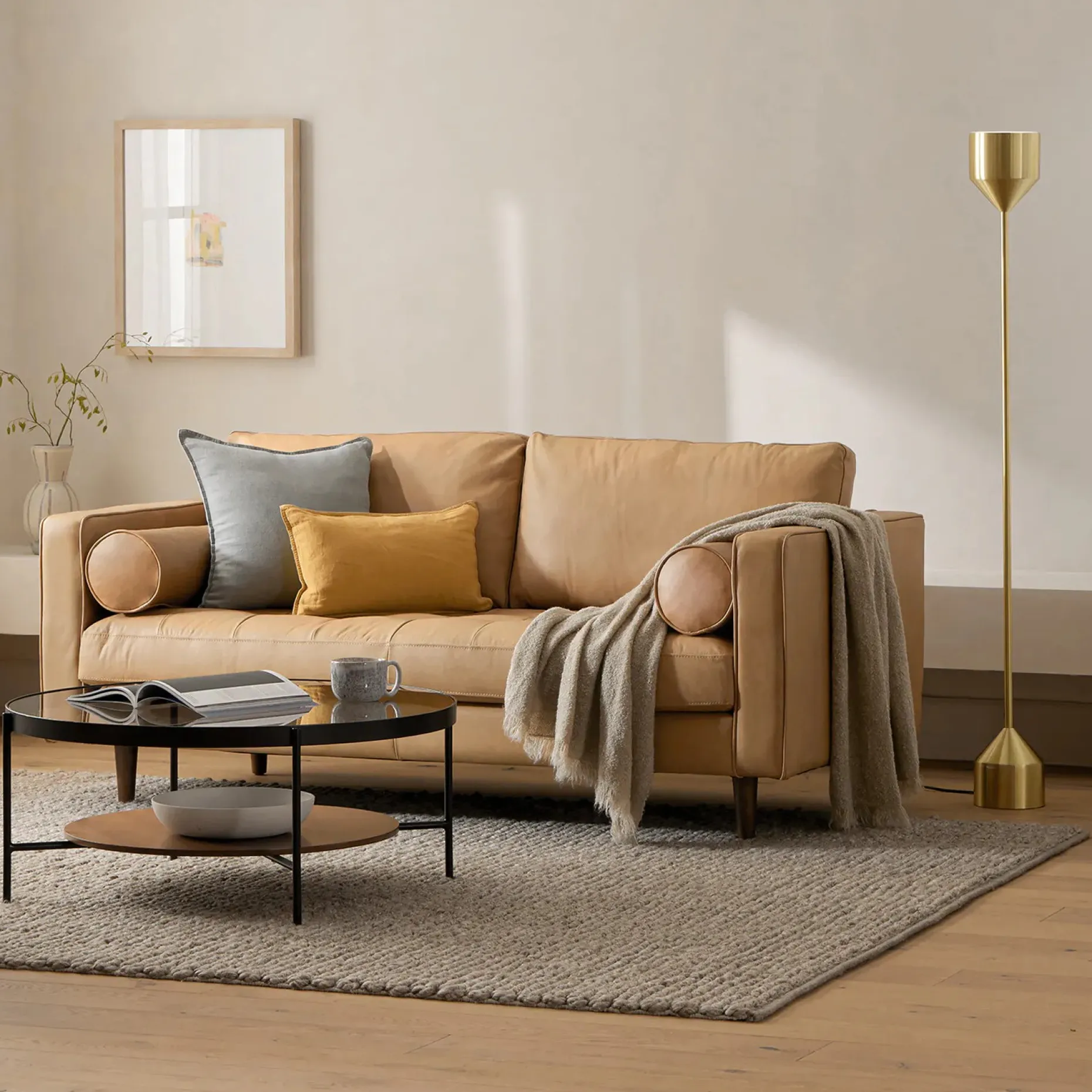 Barbell Floor Lamp - Brass