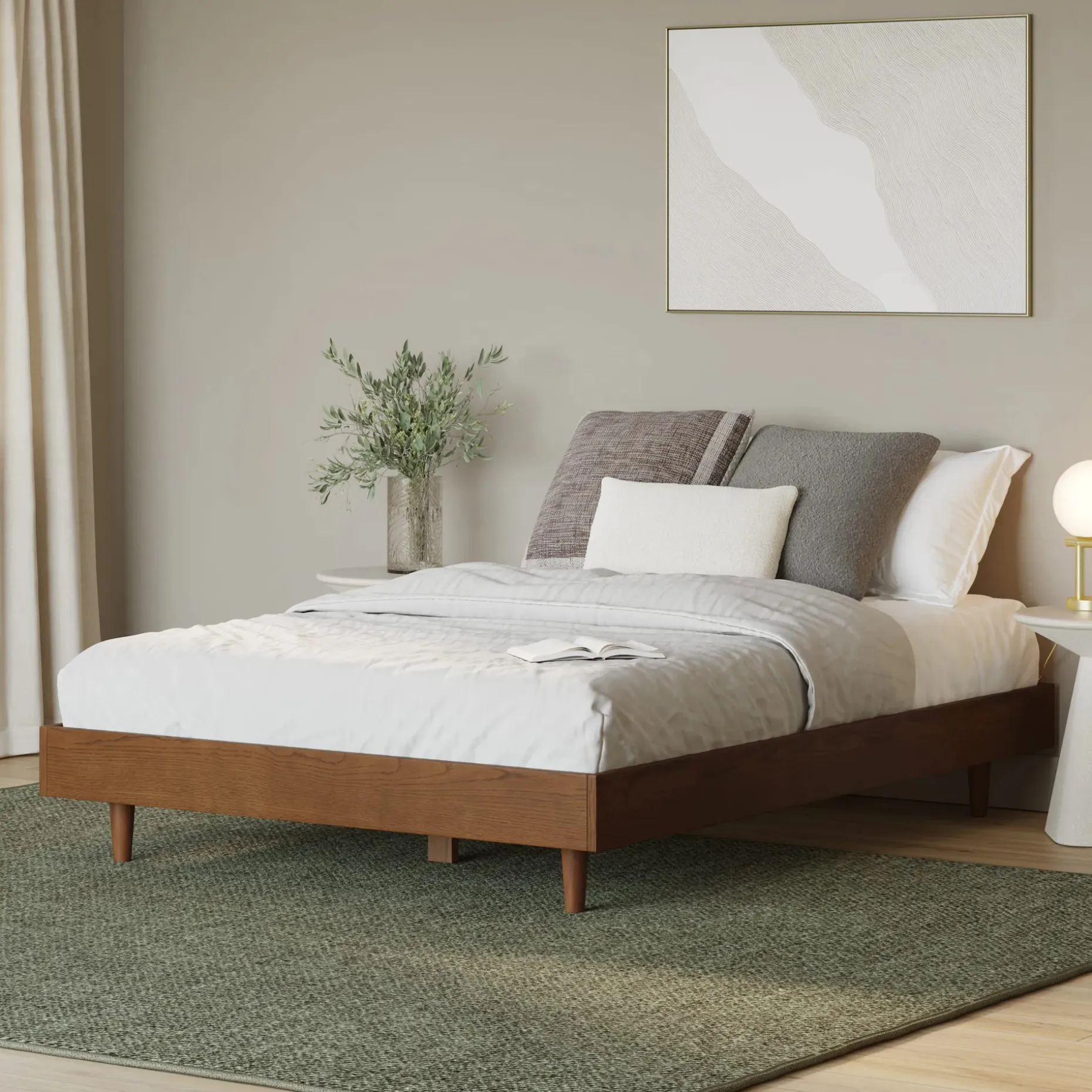 Basi Full Bed Frame - Smoked Oak